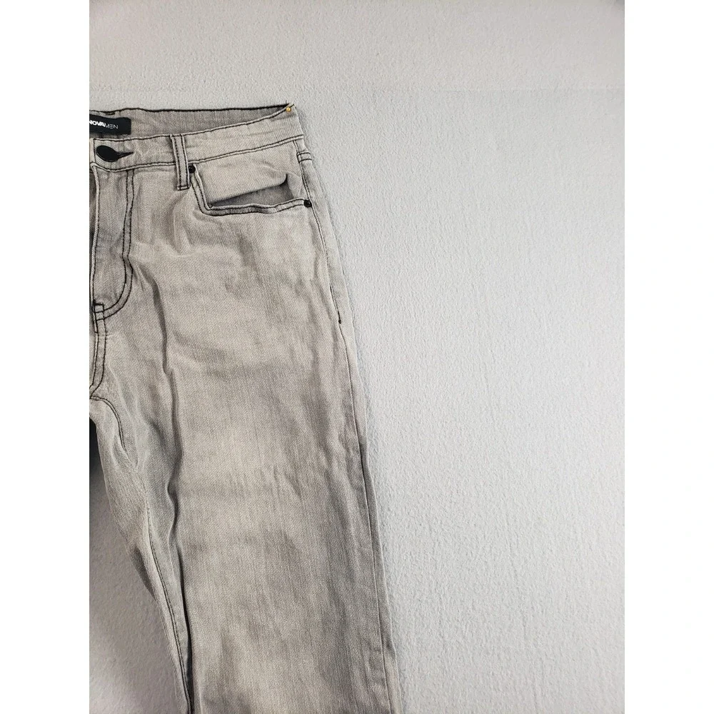 Nova Men Jean 32 Gray Denim Slim Fit Acid Wash Mid Rise Stretch 5 Pocket Design